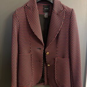 Smythe Red and Navy Blue Checkered Blazer